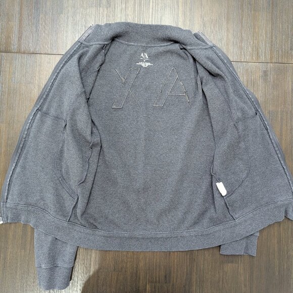 Armani Exchange | Men's Medium Zip-up Grey Sweater w/ Mock Neck & Elbow Patches - Picture 5 of 7